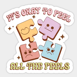 It's okay to feel all the feels groovy Mental Health matters Sticker